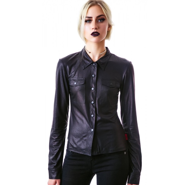 ETERNAL DAMNATION FAUX LEATHER BLOUSE